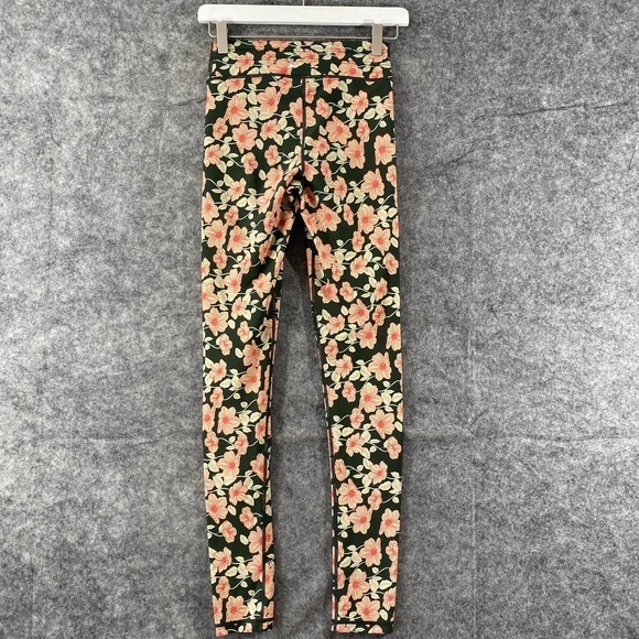 The Upside Leggings 4 Green Floral Poppy High Rise Drawstring Stretch - Picture 3 of 12